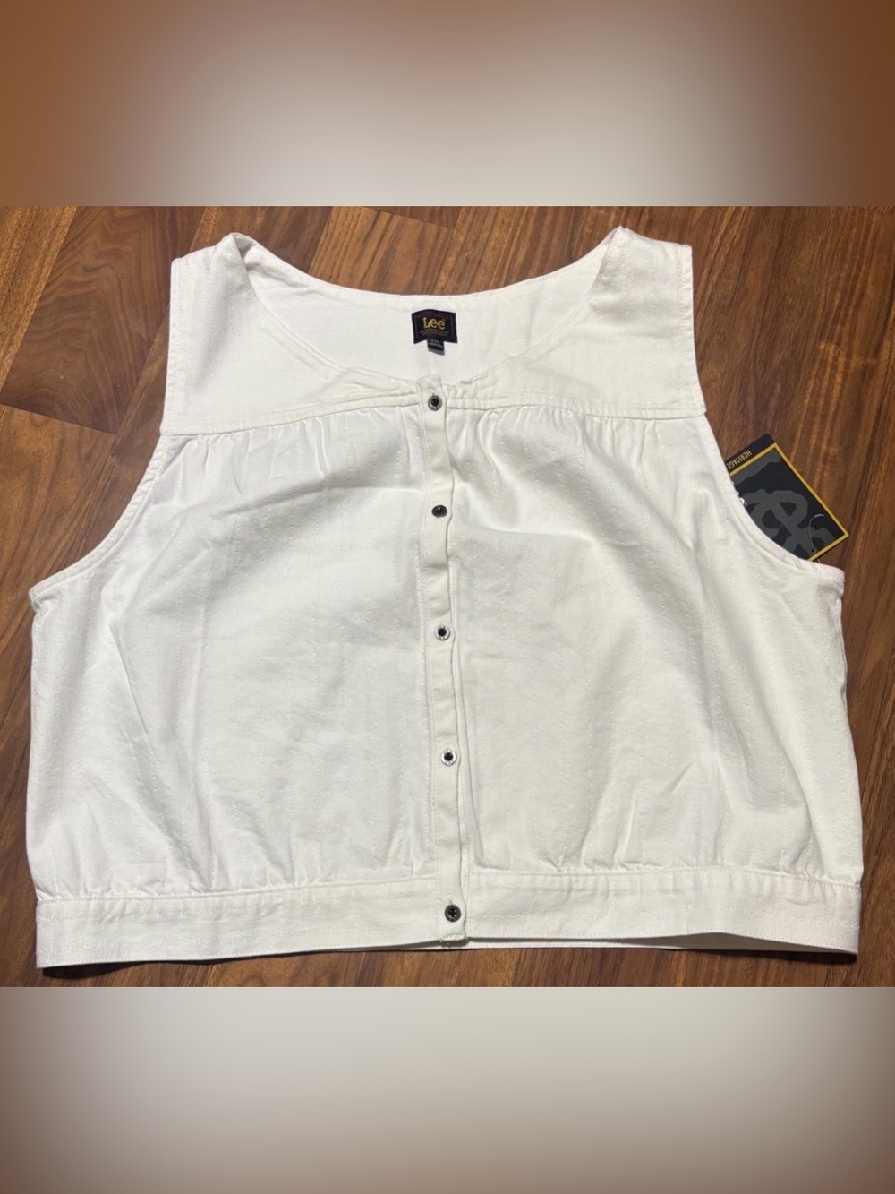 Lee Heritage Women's White Stripe Button Down Vest crop top size XXL